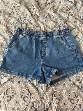 GAP Elastic Waist Sweatpant Jean Shorts - Blue Wash